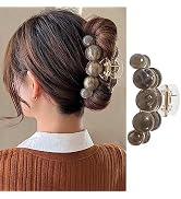 Large Pearl Hair Clips Grey Pearl Hair Jaw Clips Non Slips Hair Claw Clips Elegant Pearl Hair Cra...