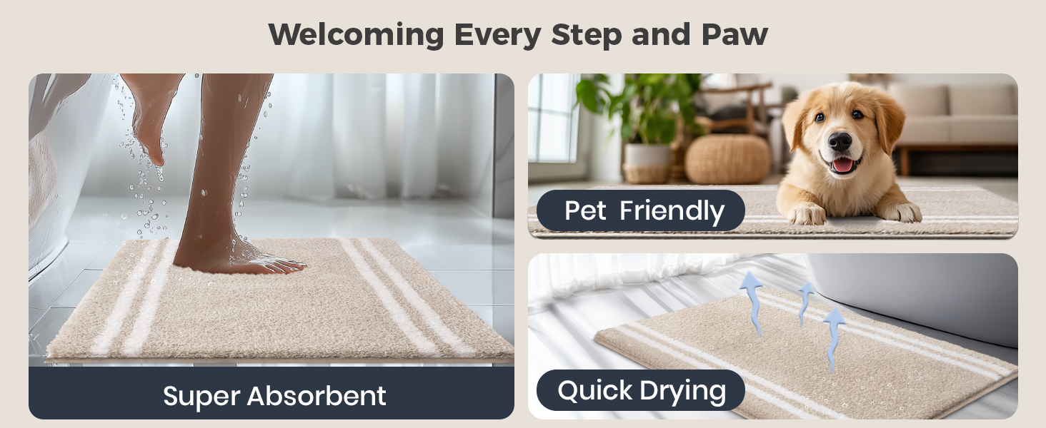 Super Absorbent Quick Drying Pet Friendly Bath Rug