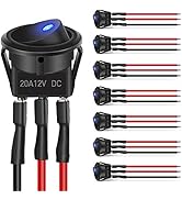 Nilight 8PCS 12V 20A Round Blue Toggle LED Rocker Switch On-Off Control SPST 3Pins for 12V Car Tr...