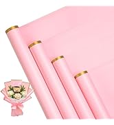 RUSPEPA 20 Sheets Flower Wrapping Paper - Gold Edge Waterproof Floral Bouquet Wrapping Paper - Fl...