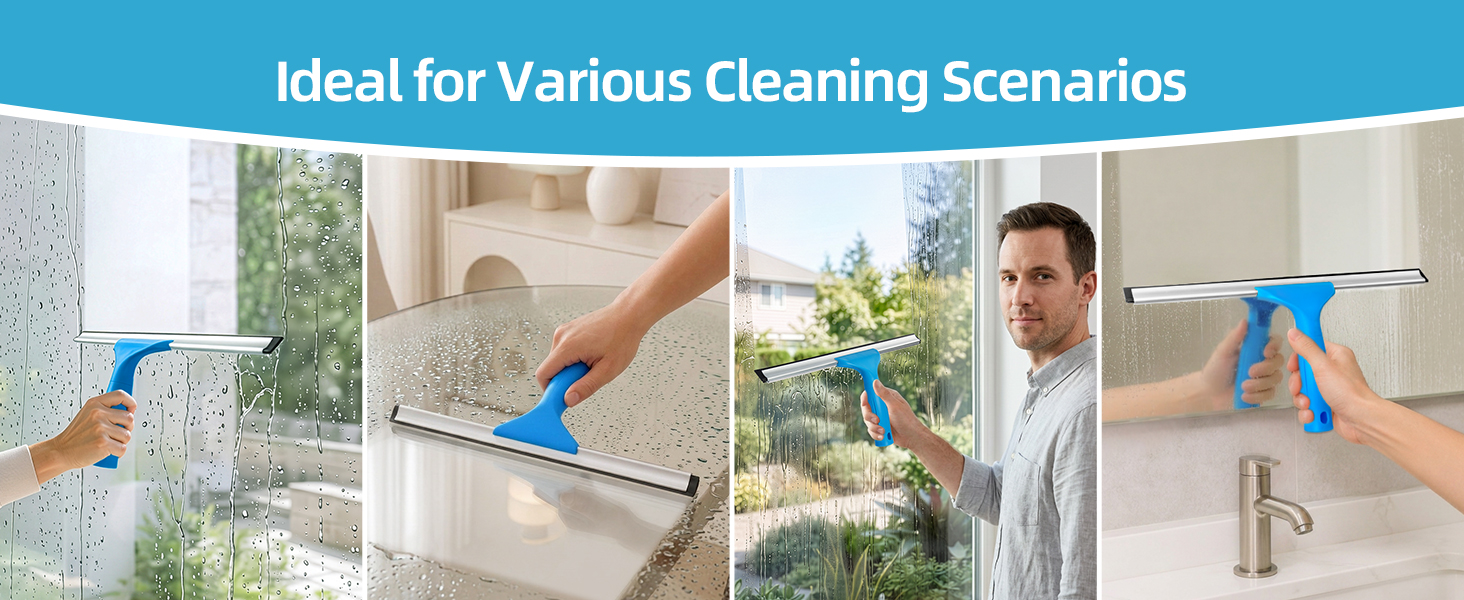 MR.SIGA Professional Window Squeegee & Microfiber Window Scrubber