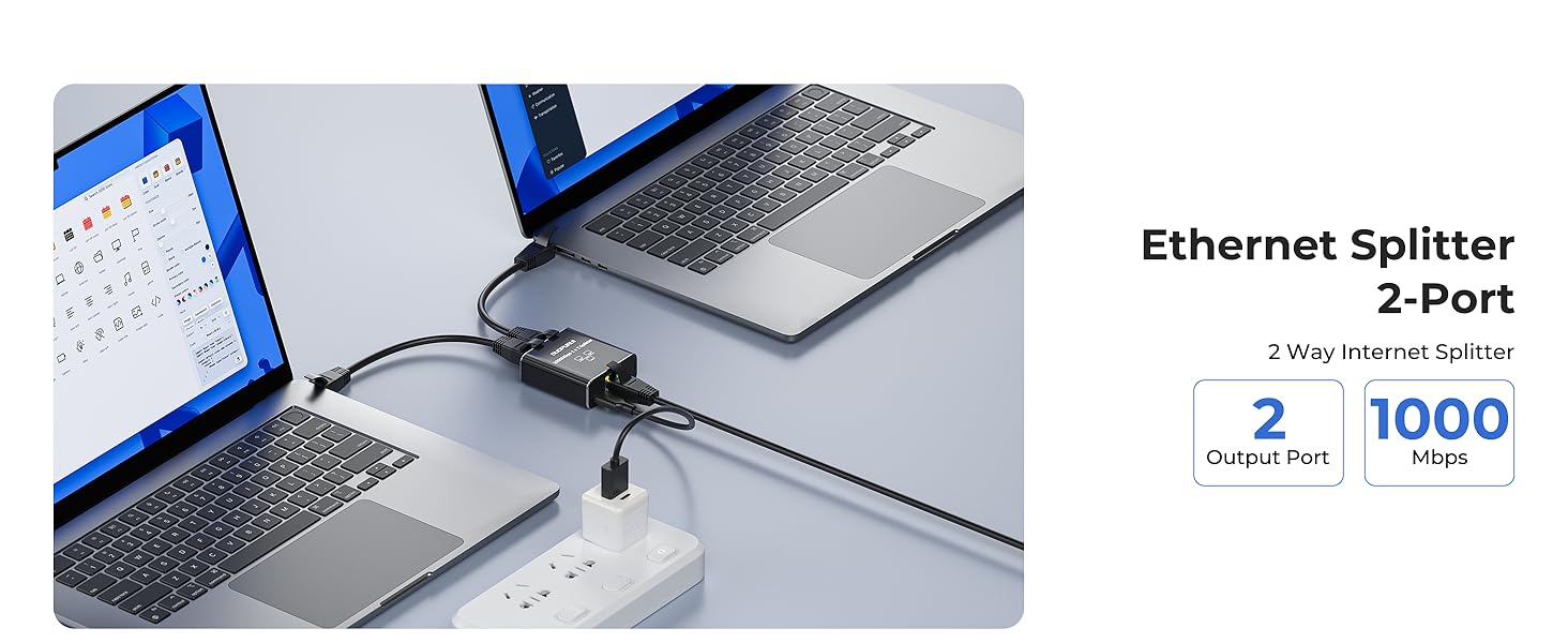 High speed ethernet splitter connect two devices to optimize network resource utilization