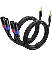 2Pack 3.5mm TRS to 2 XLR Cable 3.3 FT for Microphone, Smartphone, Tablet, Laptop, Unbalanced 1/8 ...