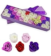 JIALEEY 33 PCS Floral Scented Bath Soap Rose Flower Petals, Plant Essential Oil Rose Soap Set Gif...
