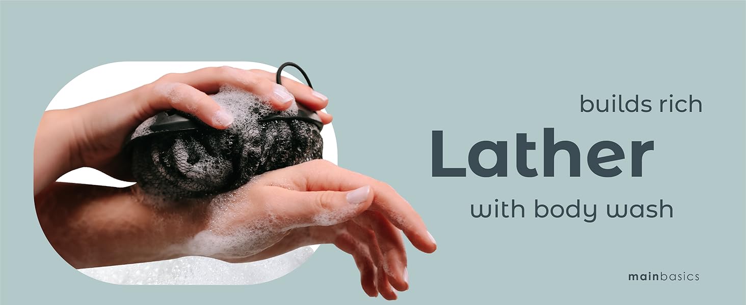 rich lather with body wash mens body scrub mens loofah body scrubber