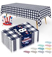 Smiry 8 Packs Gingham Disposable Table Cloth, 54 x 108 Inch Waterproof Plastic Tablecloth, Rectan...