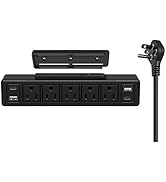 20W USB C Under Desk Power Strip Mountable,Total 40W Fast Charging Ultra Flat Plug Power Strip Su...