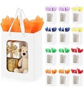 Ethhqu 12-Pack White Kraft Gift Bags with Clear Window and Handles, Includes 24 Tissue Paper, 9.8...