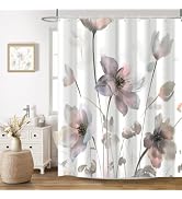 CTOTSYC Pink Boho Floral Shower Curtain for Bathroom with Hooks, 72x72 | Shower Curtain Sets, Wat...