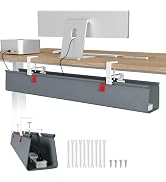 Univivi No Drill Under Desk Cable Management Tray, 36" Cord Organizer for Table, Clamp/Screw Moun...