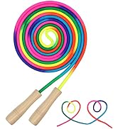 16 FT Long Jump Rope for Kids, Adjustable Double Dutch Skipping Rope with Wooden Handle, Multipla...