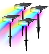 Consciot Solar Spot Lights Outdoor, Adjustable 170° Solar Outdoor Light, 7 Multicolored Garden Li...