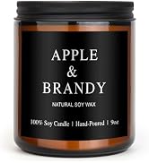 Scented Candles for Men - Apple Brandy Barrel Scent | 50Hr Burn Soy Wax in Brown Glass - Man Cave...
