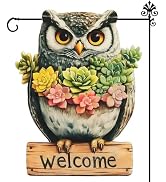 Xmoyaas Owl Garden Flags 12x18 Inch Double Sided, Spring Summer Welcome Banner Small Yard Flags f...