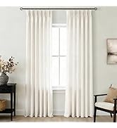 Natural Fabric Linen Curtains 84 inches long for living room Triple Pinch Pleat Light Filtering S...