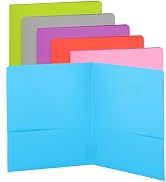Folders with 2 Pockets Blue, Colored Plastic File School Folder Letter Size, Heavy Duty Poly Port...
