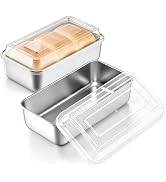 E-far Loaf Pan with Lids, 9 x 5 Inch Stainless Steel Bread Pans for Homemade Bread, Rectangle Bak...