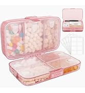 FYY Weekly Pill Organizer with Labels,8 Compartments Travel Daily Pill Case Airtight Moistureproo...