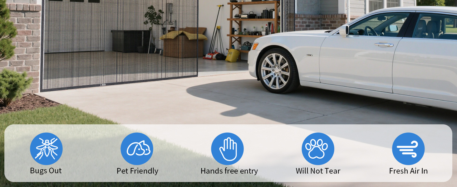 sliding track magnetic garage door screen