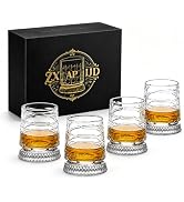 ZXAPJJD Rotating Whiskey Glasses Set of 4, Luxury Crystal Spinning Rocks Glasses with Pivot Base,...