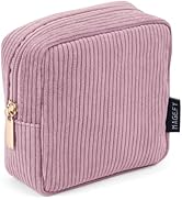 MAGEFY Small Makeup Bag for Purse Mini Cosmetics Bag Corduroy Cute Cosmetic Pouch for Women with ...