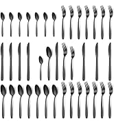 Hunnycook Black Silverware Set - 40PCS Stainless Steel Silverware Set for 8, Includes Forks Spoon...