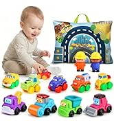 ALASOU 12 PCS Soft Rubber Car Toys for 1 Year Old Boy with Playmat/Storage Bag|Baby Toys 1 Year O...