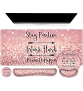 iCasso Mouse Pad,Large Pink Desk Mat Set, 4in1 XXL Mousepad + Keyboard Wrist Rest+Mouse Wrist Res...
