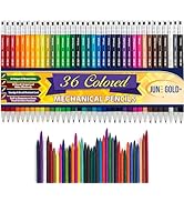 June Gold 36 Assorted Colored 2.0 mm Mechanical Pencils, 36 Unique Colors, Bold Thickness, Built ...