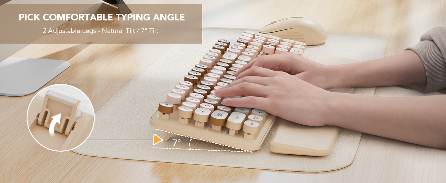 Foldable tilt legs for a more comfortable typing angle cafe office girl bedroom off to college
