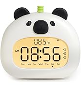 BANDIANCY Panda Alarm Clock for Kids with Night Light, Digital USB Rechargeable Clock, 3 Alarms, ...