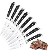 MAD SHARK Steak Knives Set of 8, Premium 4.5-inch Serrated Steak Knife Set, Ultra Sharp German Hi...