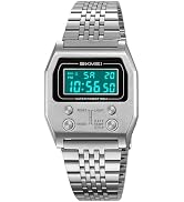 Gosasa Retro Rectangle Digital Watch for Men Classic Stylish Design Multifunction Gold Stainless ...