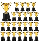 Lawei 24 Pack Mini Gold Award Trophy Cups, 5 Inch Plastic Gold Trophies for Party Favors, Gold Pa...