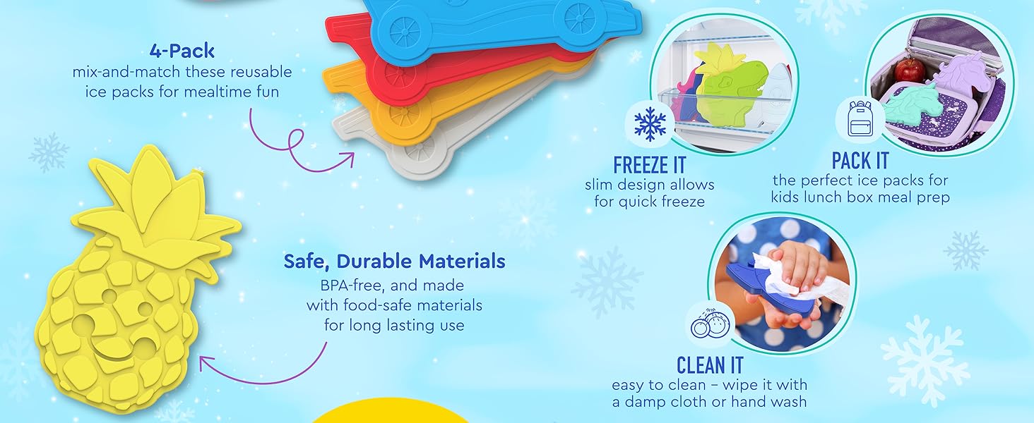 ultra thin ice packs easy to freeze clean and pack durable ice packs for kids lunch box and bag