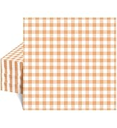80 Pcs Orange Gingham Napkins, 6.5X6.5 Inch Fall Plaid Napkin Disposable Autumn Dessert Beverage ...