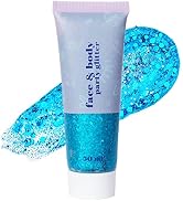 Go Ho Sky Blue Body Glitter,Singer Concerts Face Glitter Makeup,Holographic Chunky Sequins Glitte...