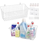 Large Wall Hanging Baskets - 2 Set Rustproof Rubber Coating Wall Shelving Organizers - Metal Wire...