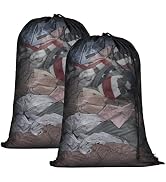 OTraki 2 Pack Large Laundry Bags 24 x 35 inch Mesh Washing Bag with Drawstring Closure Black Dirt...