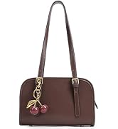 Shoulder Bag Red Purse for Women Leather Swing Bag Zip Handbag Burgundy Purse with Cherry Pendant