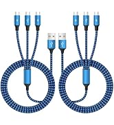USB C Splitter Cables, Nylon Braided Multi Charging Cable, USB A to USB C Cable with 3 Type C Com...