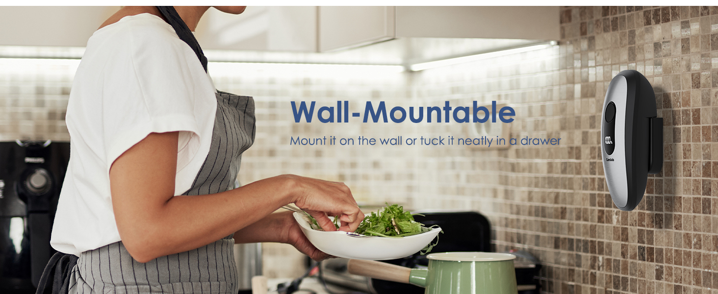 Wall-mountable Can Opner. Free up your counter space and keep your kitchen neat.