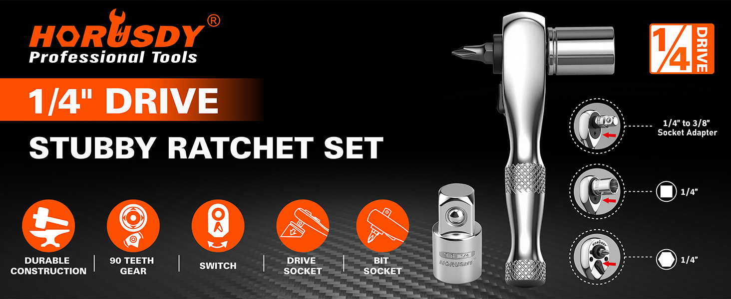 1/4-Inch Stubby Ratchet Wrench Set