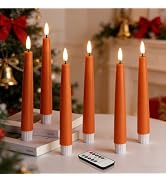 Eywamage Orange Flameless Taper Candles with Remote, Flickering Battery LED Wax Candlesticks Set ...