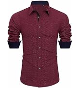 J.VER Men's Printed Dress Shirts Casual Long Sleeve Stylish Button Down Shirt