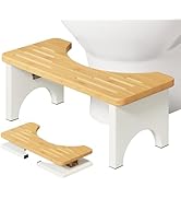 7 Inch Bamboo Toilet Stool for Adults, Foldable Squatting Poop Stool, Portable Bathroom Step Stoo...