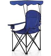 ALPHA CAMP Oversized Camping Chair with Shade Canopy, Folding Lawn Chairs with Cup Holders, Campi...