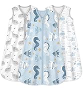 Yoofoss Baby Sleep Sack 6-12 Months 0.5 Tog Wearable Blanket for Baby, 3 Pack 100% Cotton Infant ...