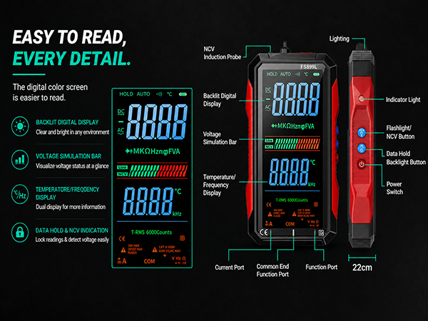 2026 Upgraded FS899L Digital Multimeter