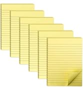 8x6 in Large Lines Sticky Notes, 50 Sheets per Pad Yellow Sticky Notes, Clean Removal,6 Pack Supe...